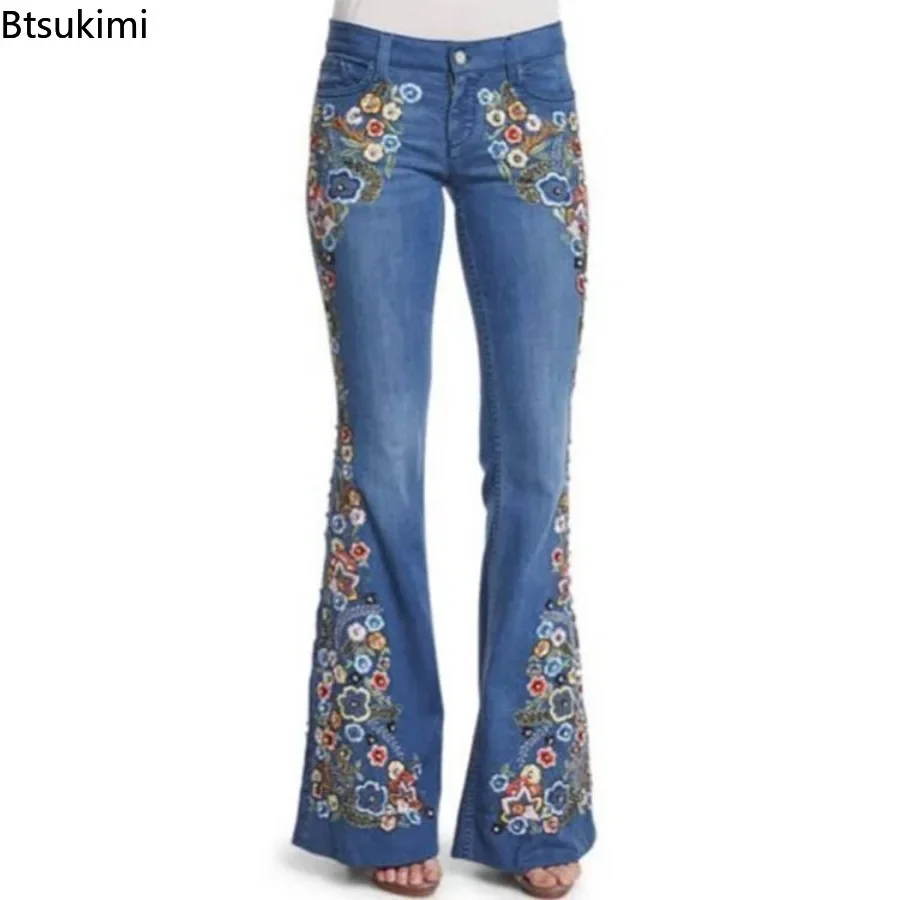 

New 2024 Women's Flared Jeans Streetwear Ladies Casual Jeans Slim Washed Flared Pants Trousers Jeans Woman Pantalones De Mujer