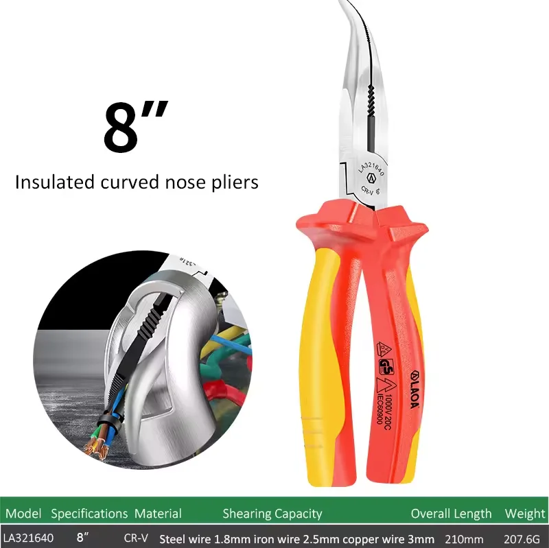 LAOA VDE Wire Cutters 6\'\' 7\'\' 8\'\' Insulated Combination Diagonal Needle Nose Pliers Electrician Tool High Voltage Resistance