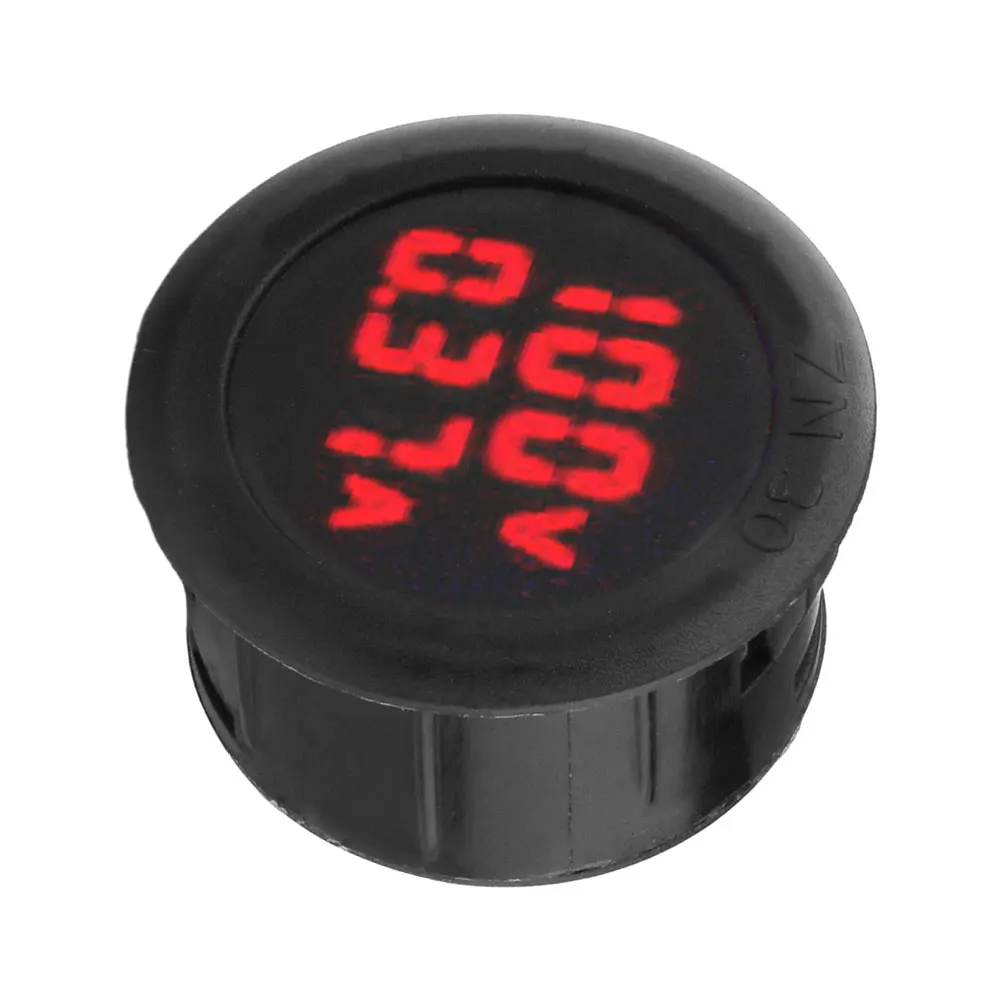 Voltmètre rond à affichage numérique LED, compteur de courant de tension de voiture numérique, détecteur de volt, moniteur de testeur, rouge, bleu,