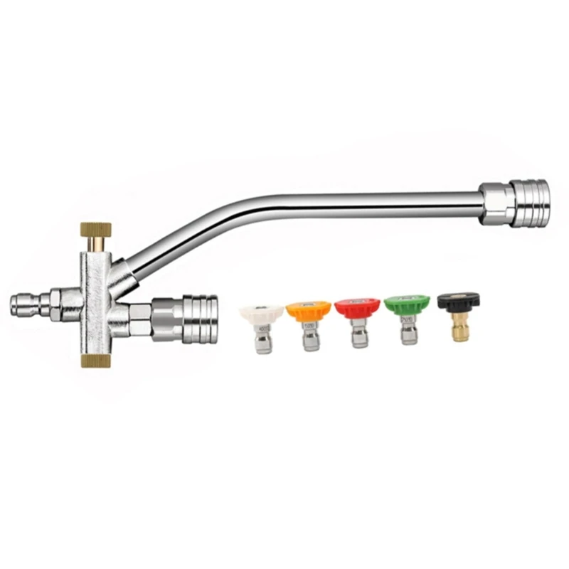 อุปกรณ์เสริมเครื่องซักผ้าแรงดันแบบปลายคู่มีระบบเชื่อมต่อที่รวดเร็วและมุมหัวฉีด 5 มุมสำหรับงานทำความสะอาดที่ยืดหยุ่น