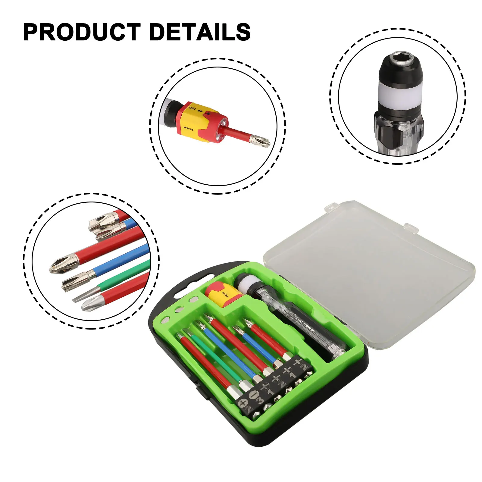 

Electrician Screwdriver Set With 6pcs Drill Bits Electric Pen Slotted Cross Screwdriver Bit Household Repair Tools Kit