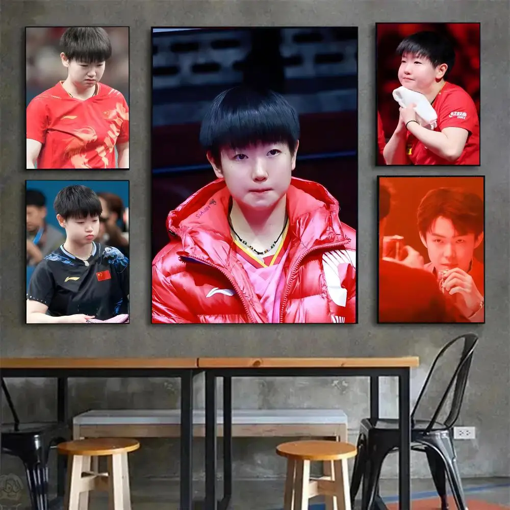 table tennis athlete Sun Yingsha Poster Painting Wall Art Mural for Living Room Home Decor and Gifts