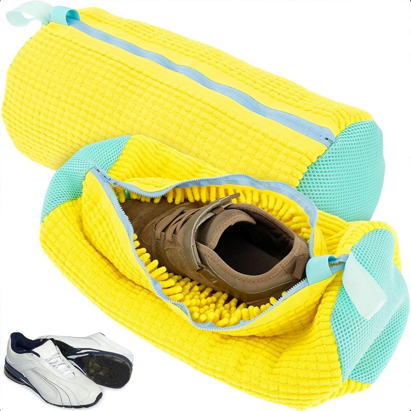 1pc Shoe Washing Bag Polyester Laundry Bag Zippers Closure Shoe Cleaning Bag for Sneaker Tennis Shoes Washer Cleaner Lazy Gifts