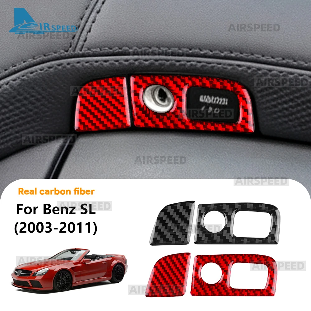Echter Weicher Kohlefaser-Aufkleber für den Beifahrer-Armaturenbrettschalter für Mercedes Benz SL-Klasse R230 2003-2011