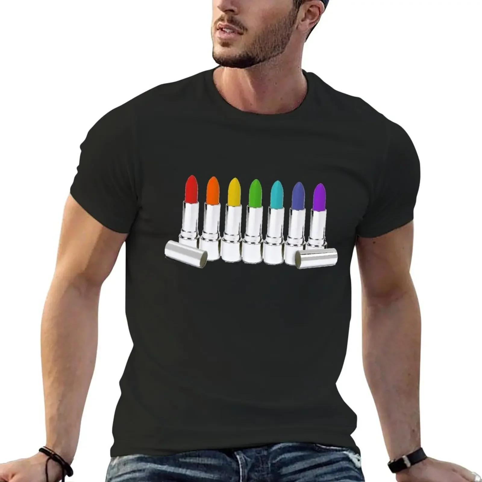 Lipsticks standing in a row T-Shirt new edition vintage graphic tee Blouse sublime men clothings