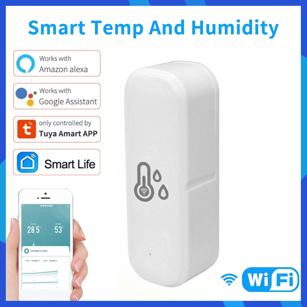 Tuya wifi termostato sensor de temperatura e umidade interna vida inteligente controle remoto produtos automação residencial compatível alexa
