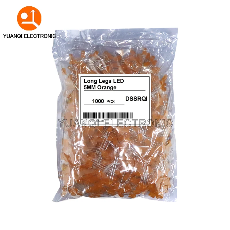 1000pcs Long Leg 3MM 5MM LED White Green Red Blue Yellow Orange F5 28mm F3 27mm Length Light Emitting Diode