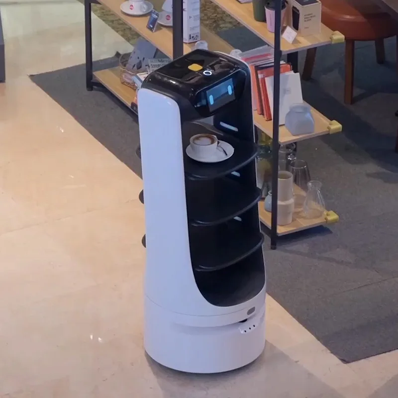 Intelligent Food Delivery Robot App Control Auto Charging 24V 20Ah Battery 10KG Load Full Automatic Service Robot