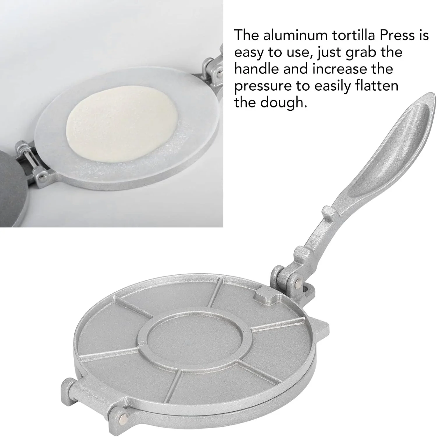7.7in Tortilla Press, Aluminum Alloy Mexican Tortillera Presser Tortilla Maker Dough Press Rotis Press