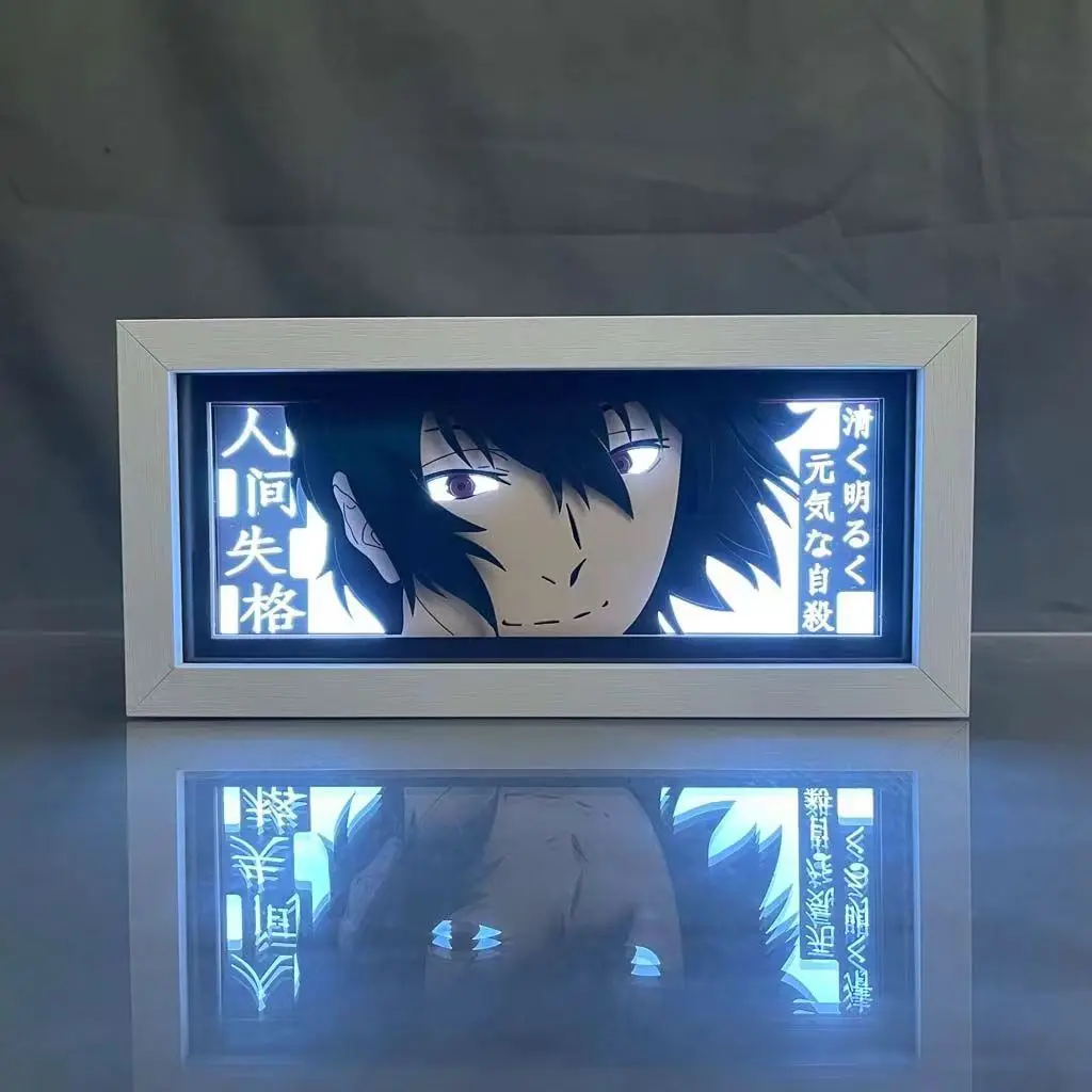 Anime Bungo Stray Dogs Dazai Osamu Cosplay Frame Painting Night Lamp Cartoon Paper Carving Lamps Table Ornament Xmas Gifts