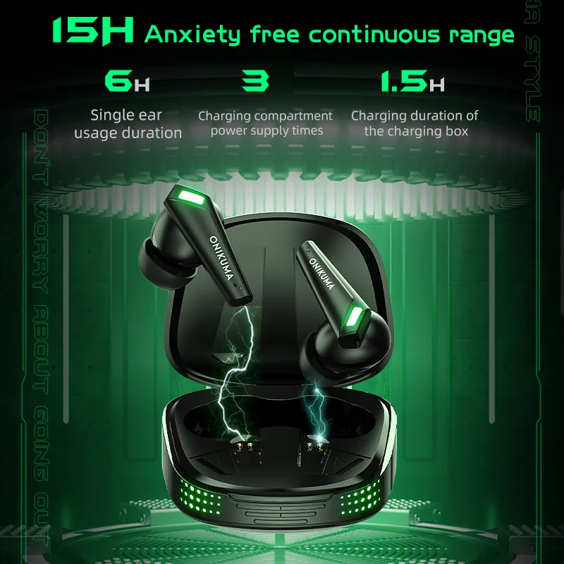 Onikuma T308 سماعات بلوتوث لاسلكية الكمون المنخفض سماعات أذن للألعاب صوت ستيريو عالي الدقة #2