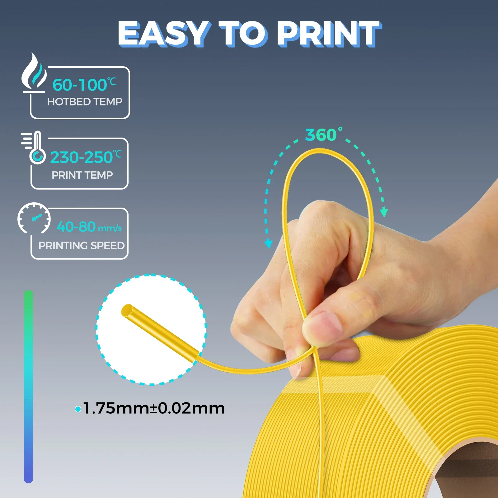 크리에이티 PETG 4롤 리필 필라멘트 4KG 릴 없음 PETG 1.75mm 3D 프린터용 재사용 가능한 스풀 4개 1KG 필라멘트