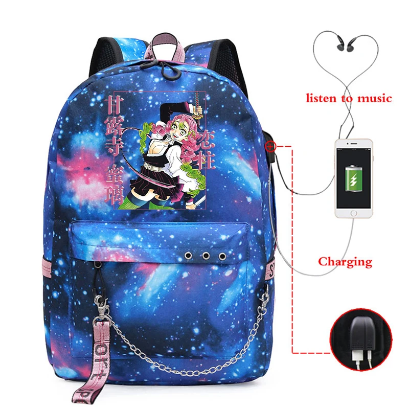 Demon Slayer Anime Travel Bags Female Multifunction Sports Bag Street Style Demon Slayer School College Student Laptop Backpack