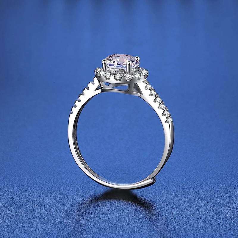 Group bague Moissanite D VVl's pour femme, taille réglable, stylo de test de diamant réussi, argent S925, certificat GRA, alliances, 100%