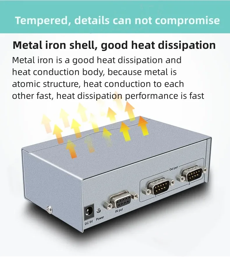 DTECH DB9 Convertidor de salida hembra-macho Reproduzca y enchufe Divisor de señal RS232 de audio de 1 entrada y 2 salidas