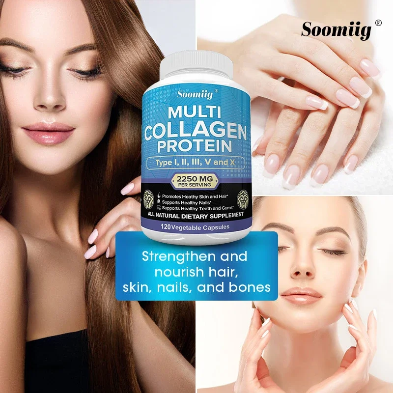 Collagen Complex 2250 Mg with Hydrolyzed Collagen for Men Women Hair Nails Skin Joint Health Dietary Supplement Gluten Free