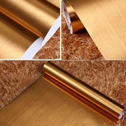 Premium Brushed Nickel Vinyl Self Adhesive Wallpaper Stainless Steel Oil Proof Waterproof Kitchen Gold Leaf Stickers Decor Film