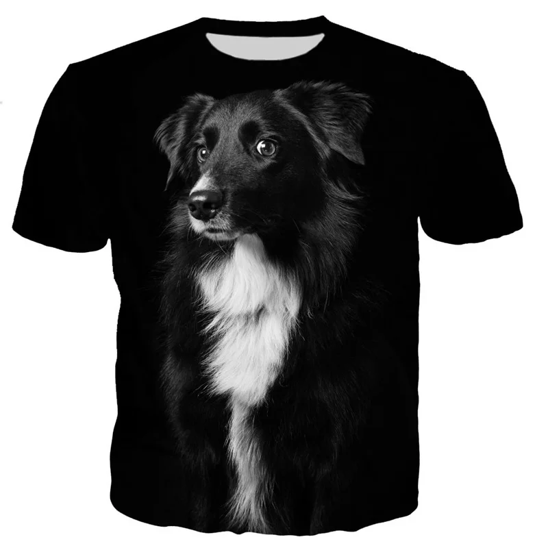 Fashion Cool Summer T Shirt Men Border Collie 3D Print T-shirts Casual Style Short Sleeves Streetwear Tops Clothing Dropshipping