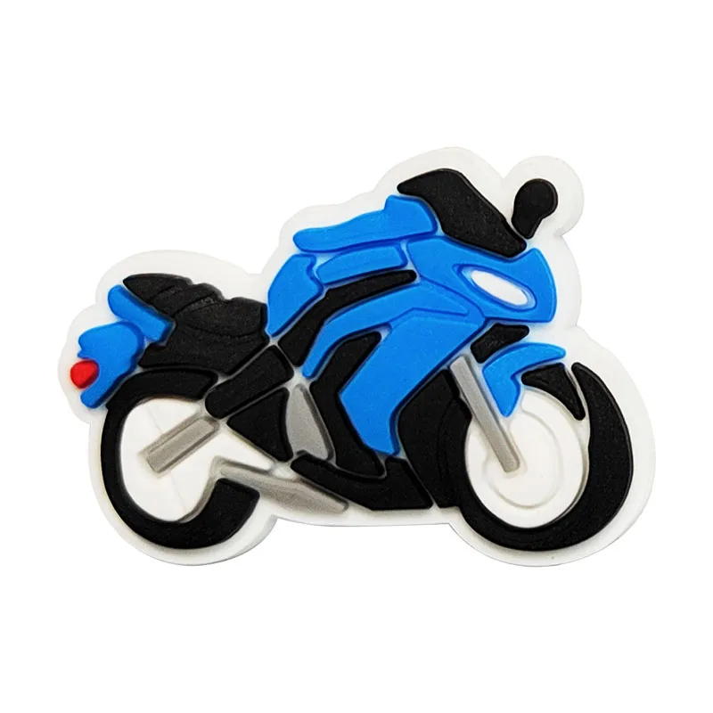 Dijes de PVC de dibujos animados para niños, 1 piezas, Color, serie de motocicletas, accesorios para niños, zuecos de PVC, decoraciones para zapatos, hebilla, regalos, venta única