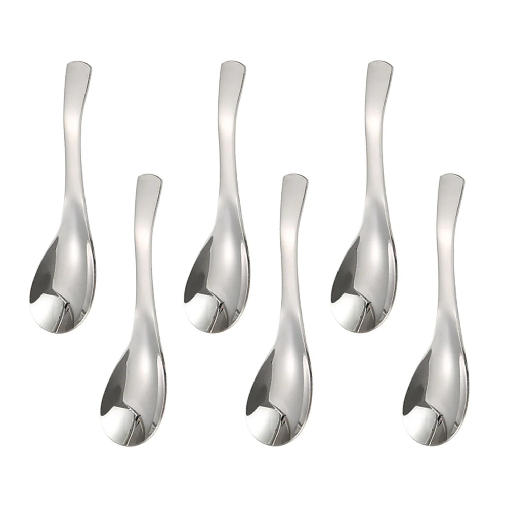 

6Pcs Stainless Steel Soup Spoons High Gloss Polished Long Mixing Coffee Serving Spoons Tableware for Home Restaurant
