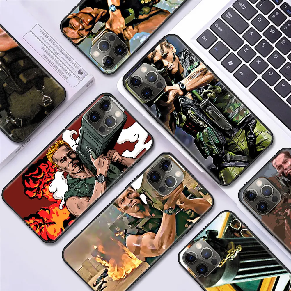 Mobile Phone Case For iPhone 14 15 11 12 13 16 Pro Max 16 Plus XS Black Soft Cover Coque Arnold Schwarzenegger Commando 1985