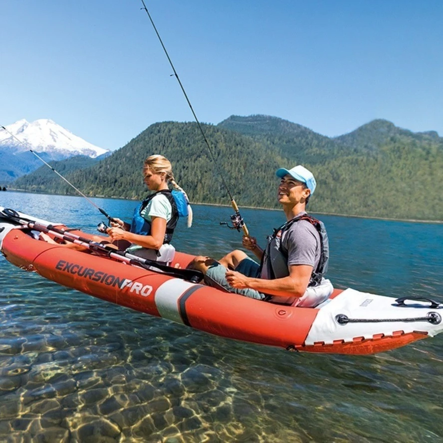 Inflatable Kayak Fishing Boat–Heavy Duty PVC Raft with Removable Skeg & Motor Mount,Portable 2-Person Kayak for River Lake Ocean - view 2