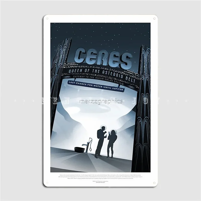 Ceres Exoplanet Travel Bureau Jpl Travel Poster Vision Of The Future Planets Metal Sign Cinema Kitchen Wall Plaque