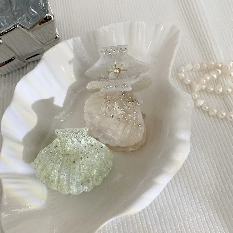 

Блестящая мини-заколка для волос из ацетата со стразами, массивная заколка для пучка на затылке для женщин, элегантная, милая, нескользящая, не повреждает волосы, для повседневного использования