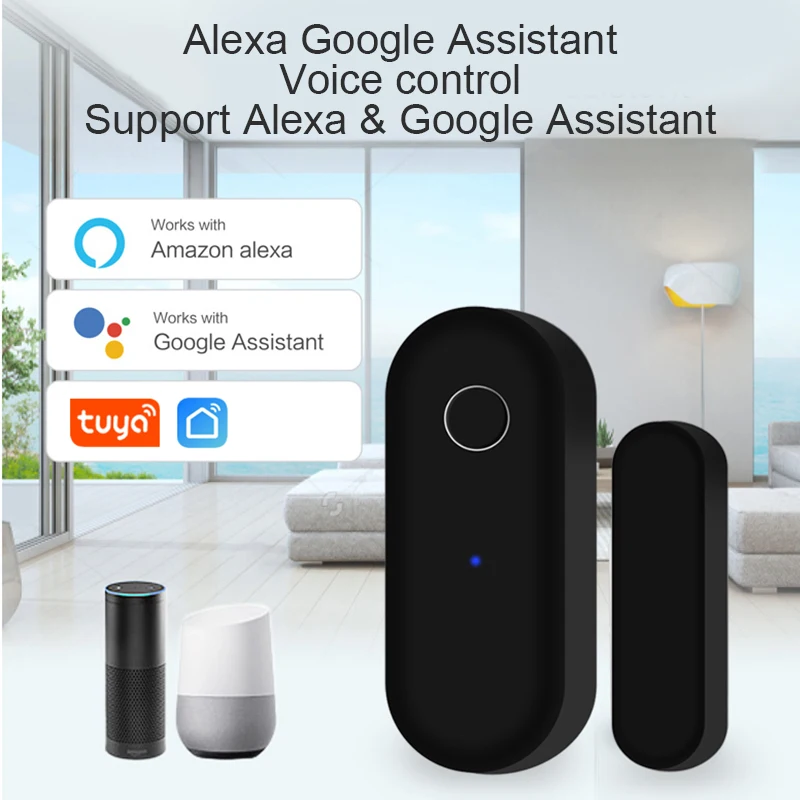 Tuya Smart Life APP Wifi Door Sensor Black Open / Close Window Detector Notification Support Alexa Google Home No Need Hub