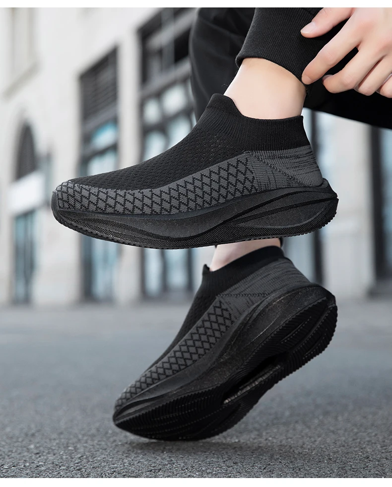 Unisex Real Boost Sneaker mit dicker Sohle, Stretch-Strick, atmungsaktiv, Übergrößen, stoßdämpfend, Sportschuhe, Laufschuhe für Damen und Herren – Detail 30