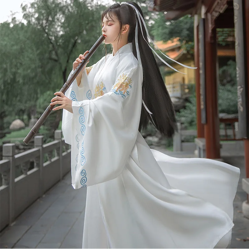 

Tang Round Neck Gown Shirt Spring and Autumn Embroidered Hanfu Men's and Women's Ancient Costume