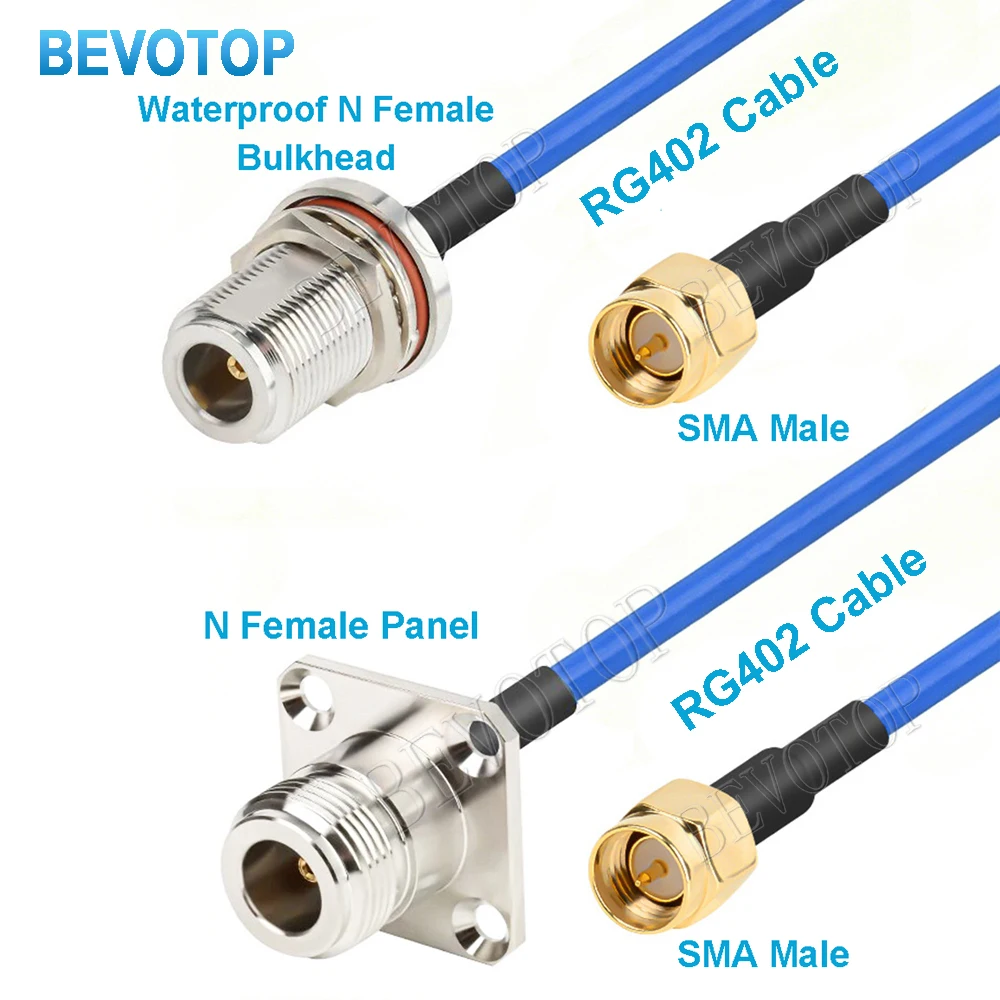 1Pcs Blue RG402 N Female 4-Hole Flange to SMA Male/Female Connector N to SMA RG402 0.141