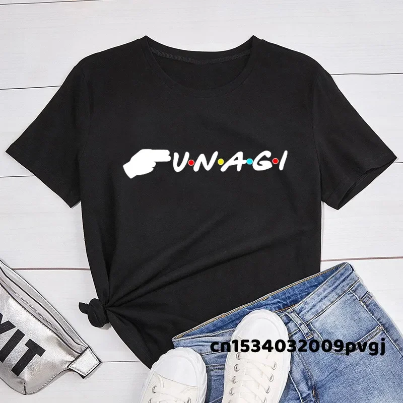 Camiseta Unagi con puntos de colores para mujer, camiseta de programa de televisión de amigos, camiseta Harajuku de verano para mujer, ropa de calle Unisex