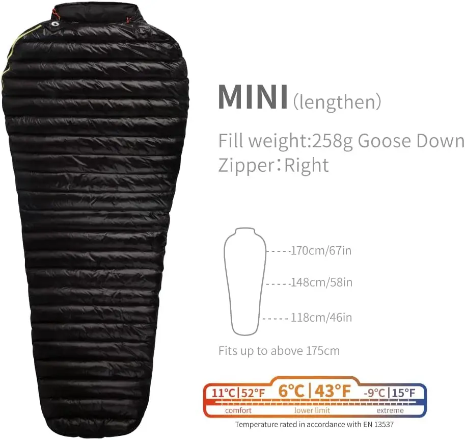 6 Degree 800FP Goose Down Sleeping Bag Ultralight Down Sleeping Bag for Backpacking and Camping for Men & Women