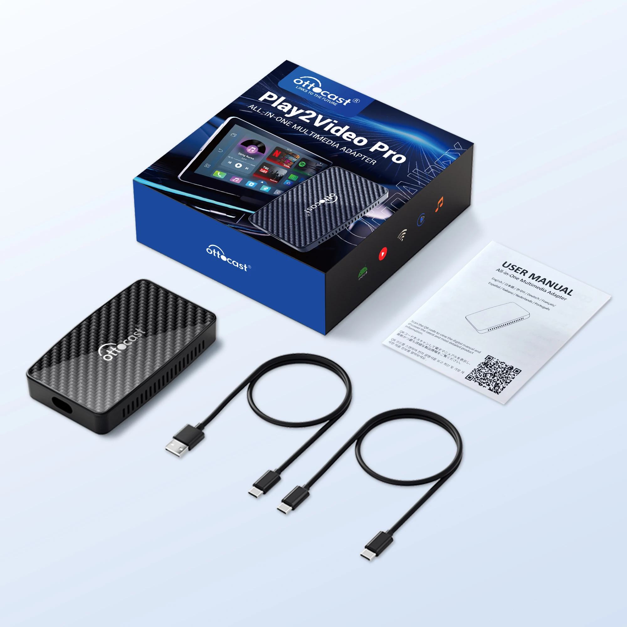 ottocast Play2Video Pro マルチメディアアダプター Ottocast Play2Video Wireless CarPlay Adapter With YouTube