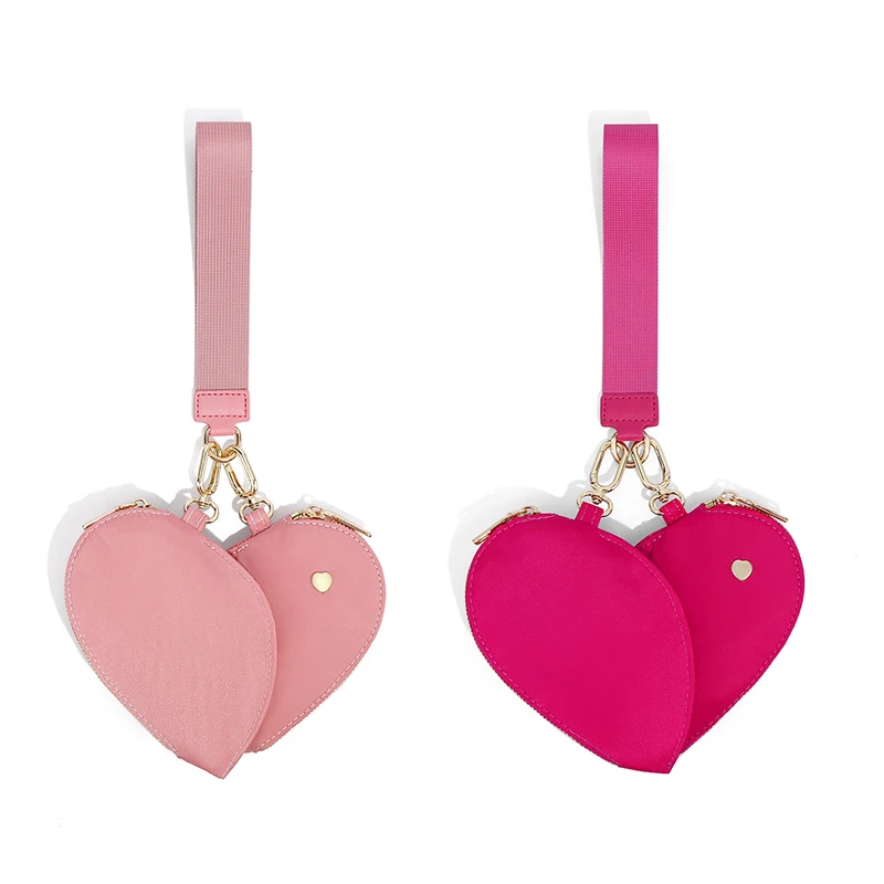 

Кошелек на запястье в стиле сердца 2-в-1, держатель для карт через плечо и портмоне для женщин, милая эстетичная мини-сумка на запястье для телефона Y2k