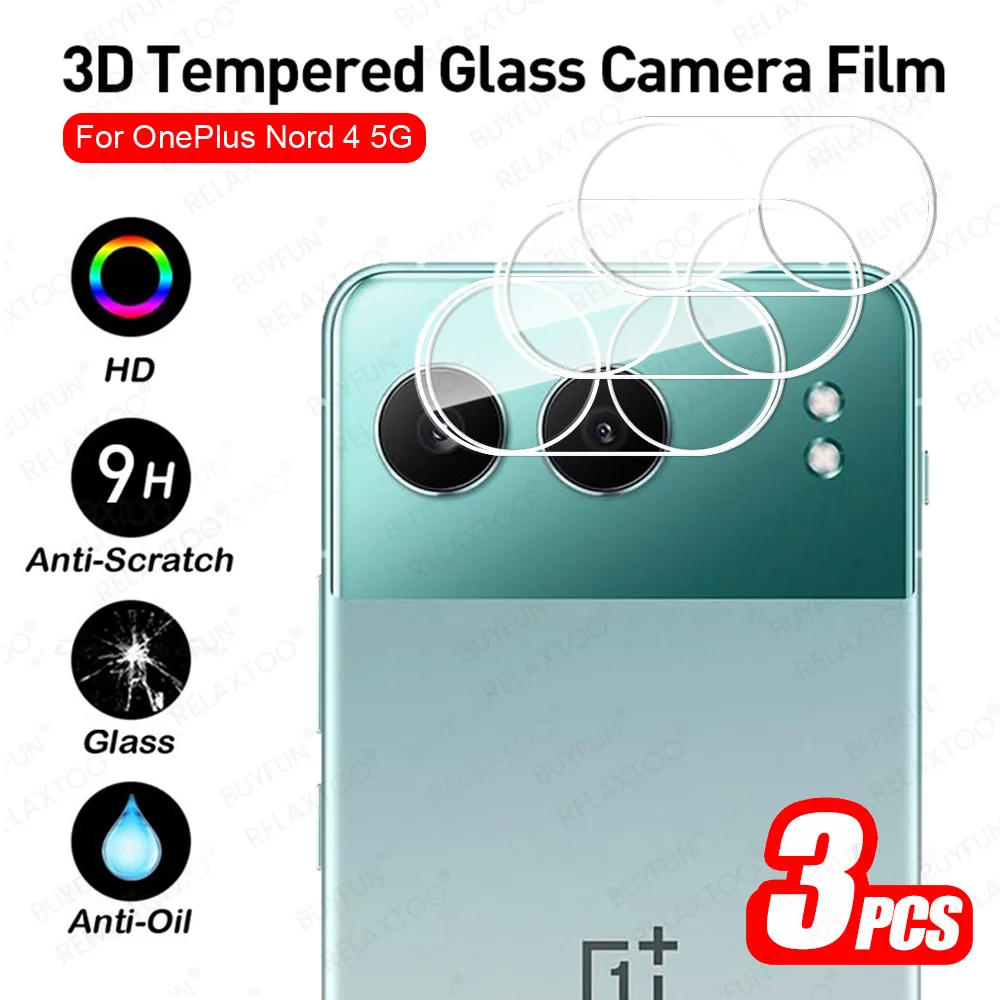 3Pcs Rear Camera Glass For OnePlus Nord 4 5G 3D Clear Camera Protector Cover One Plus Nord4 OnePlusNord4 Back Lens Cap Film Case