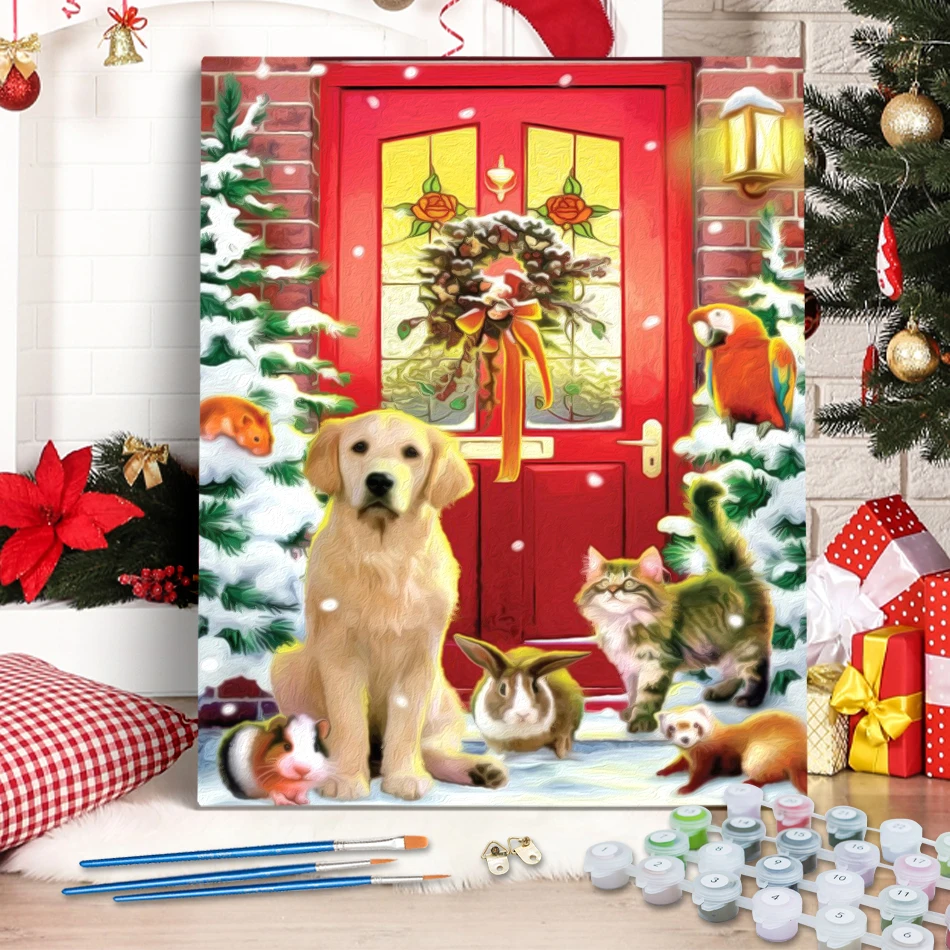 RUOPOTY Malen nach Zahlen mit Rahmen, digitales Malen, Weihnachtsgeschenk, Marker nach Zahlen, Zeichnen, Leinwand, DIY-Set, Farbset, Zeichnen