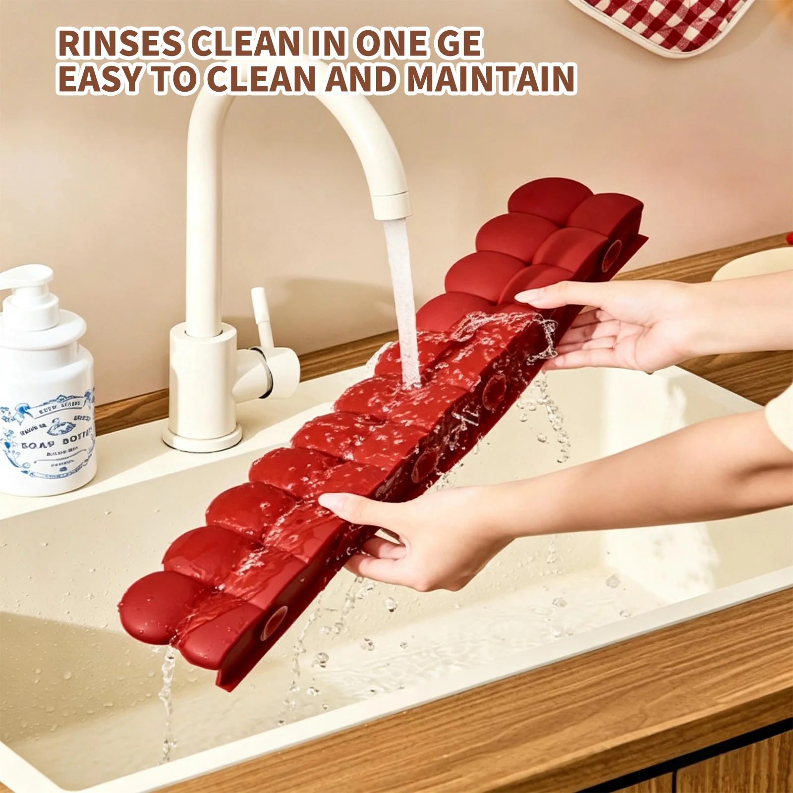 Silicone Sink Splash Guard with Suction Cups Water Barrier Easy To Clean 9.3cm Height for Kitchen Sink Cooktop Bathroom Tub Use view 4