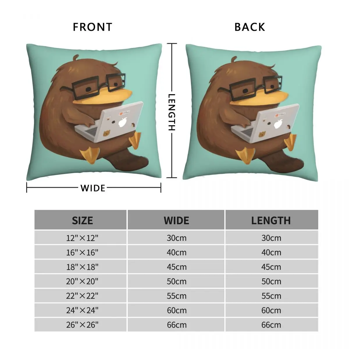 Nerdy Platypus Pillowcase Polyester Linen Velvet Pattern Zip Decor Throw Pillow Case Home Cushion Cover 45x45