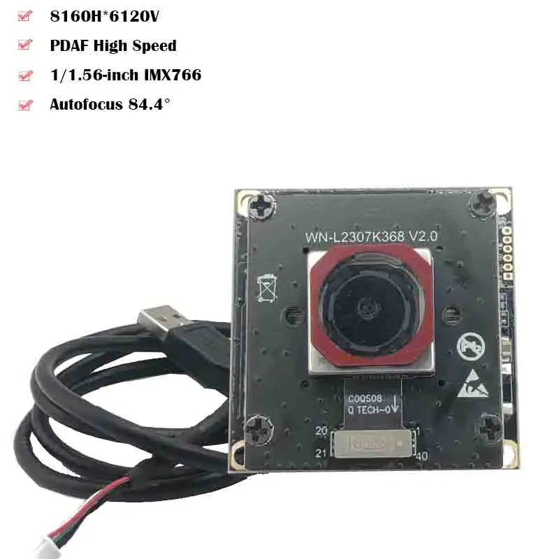 50MP HD IMX766 Sensor USB2.0 Camera Module PDAF High Speed AF for Conference, Live Streaming 	 UVC-compliant, Plug and Play