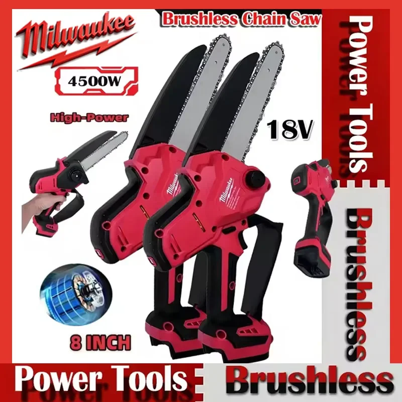 

Milwaukee 8-Inch High-Power Brushless Electric Chainsaw with Auto Oiler Wood Pruning And Cutting Power Tool for 18V Battery