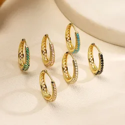 HECHENG,18K Gold-Plated Zirconia Skeleton Women's Earrings for Party or Banquet Simple and Elegant 1 Pair