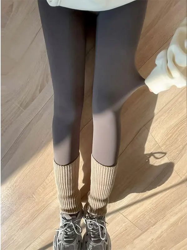 

Ce коричневые брюки для йоги с высокой талией, женские осенне-зимние обтягивающие брюки из овчины для похудения, базовый слой, повседневная одежда