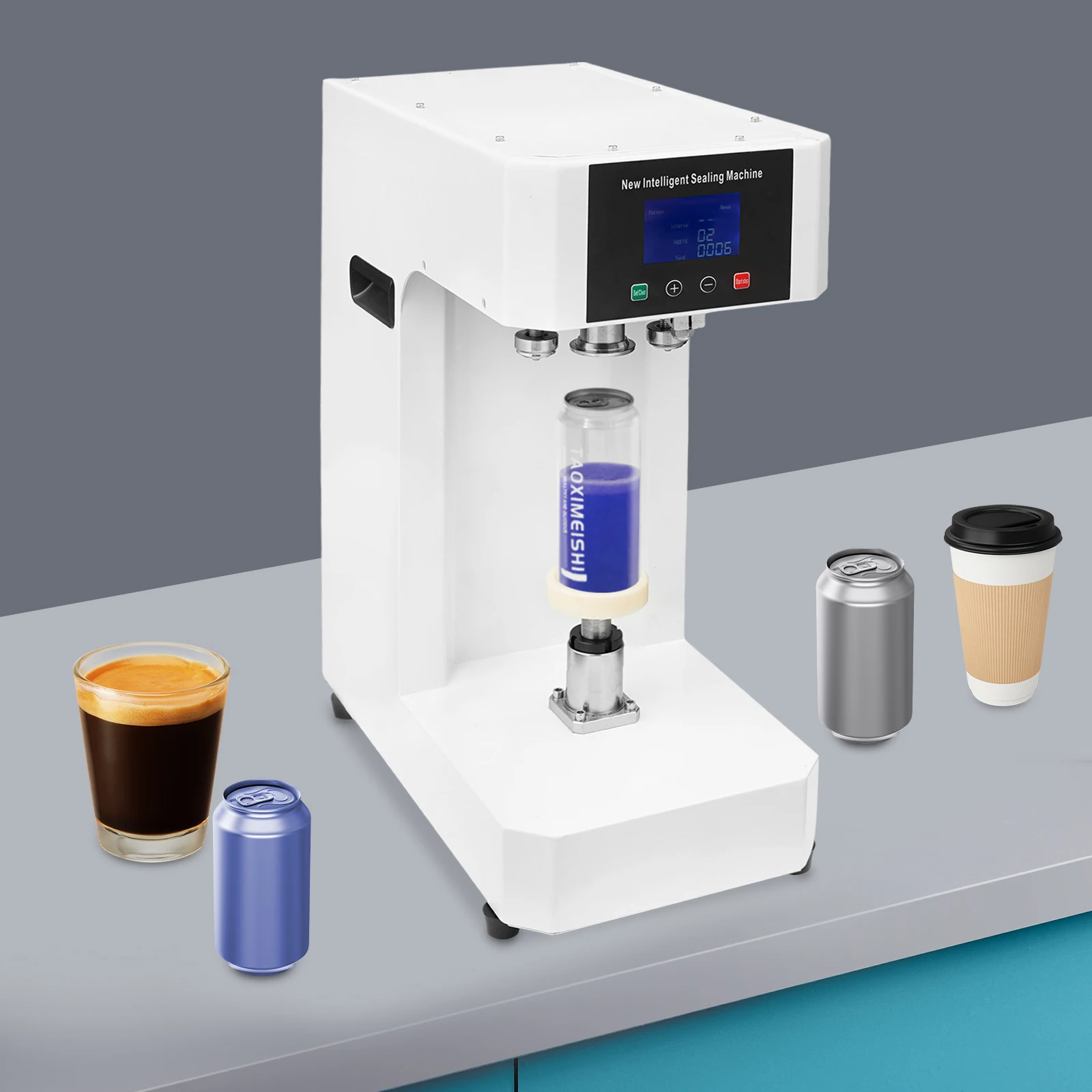 Automatyczna komercyjna zamykarka do puszek z antypoślizgowymi nóżkami, komercyjna zamykarka do puszek z napojami do zamykania puszek plastikowych i aluminiowych.