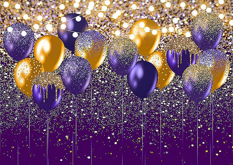 Gold Purple Glitter Balloon backdrop Wedding Prom Graduation background