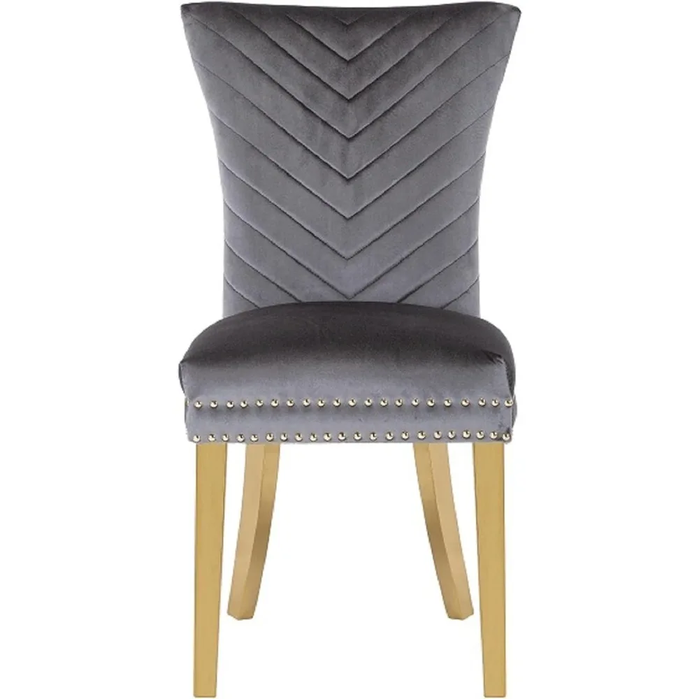 Dinning Chairs, 2-Piece Traditional Style Refined-Tufted Chair with Gold Legs and Velvet Fabric Finish, Kitchen Room Chair