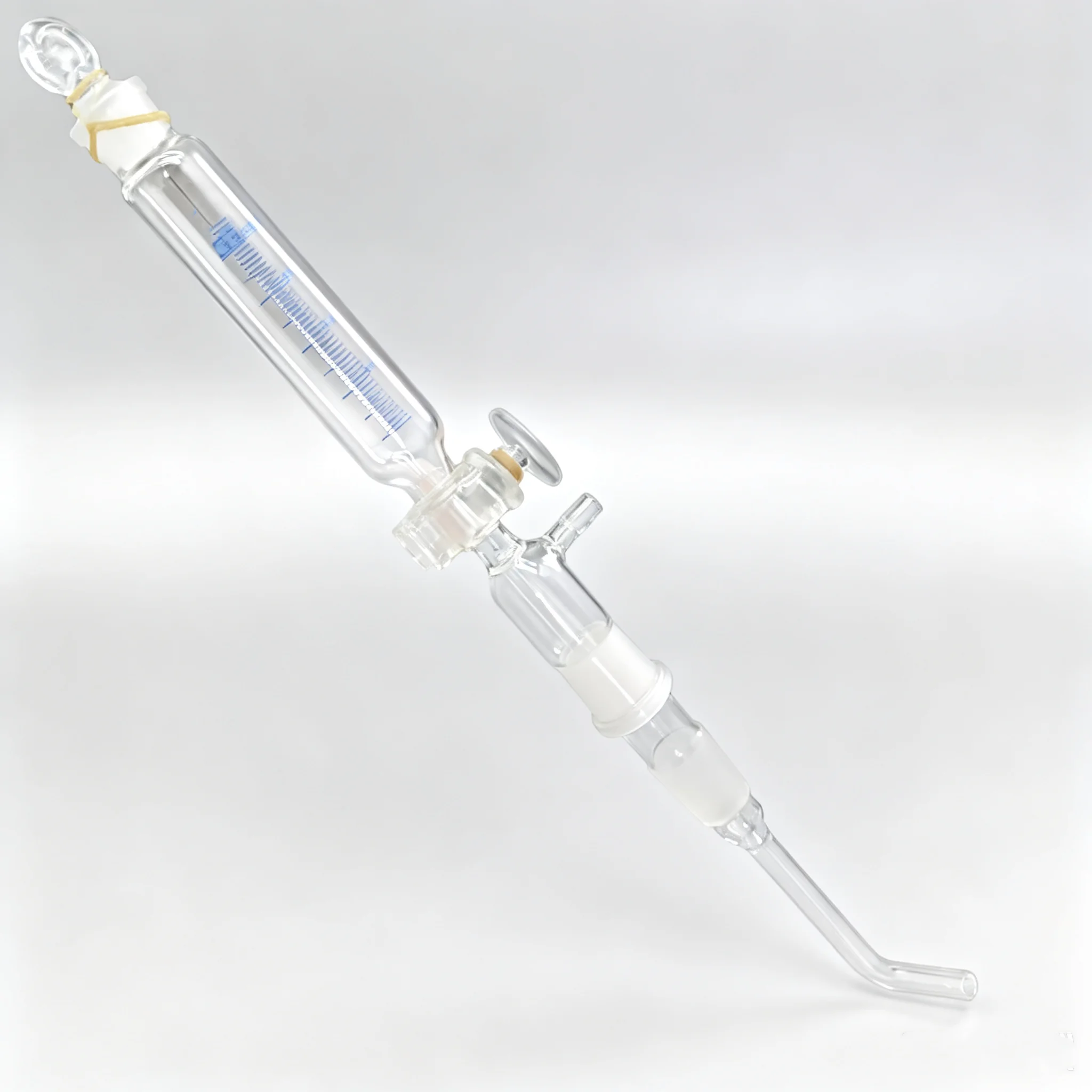 Sulfur dioxide measuring device, graduated funnel, acid-base titration method, distillation apparatus, glass nitrogen-filled dis