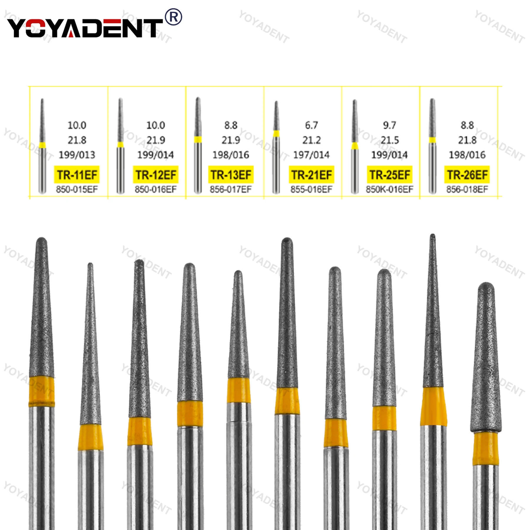 Diamond Burs Taper Round TR Type High Speed Turbines Burs Fine/Extra Fine/Coarse/Standard Dia.1.6mm 10Pcs/Pack Dental Products