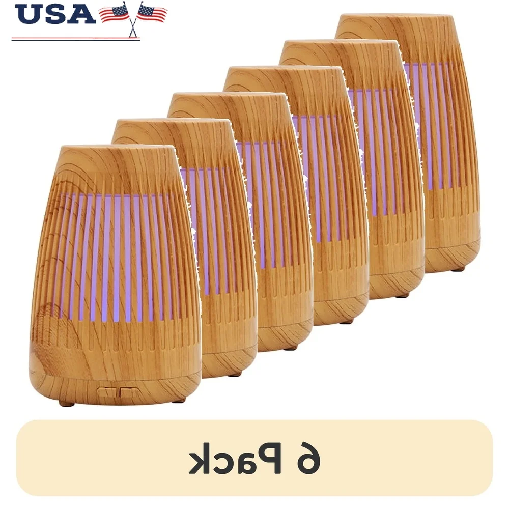 

Ультразвуковой ароматический диффузор Cool Mist, 100 мл, деревянный светодиодный светильник, увлажнитель эфирного масла с автоматическим отключением, для домашнего офиса, 6 шт.